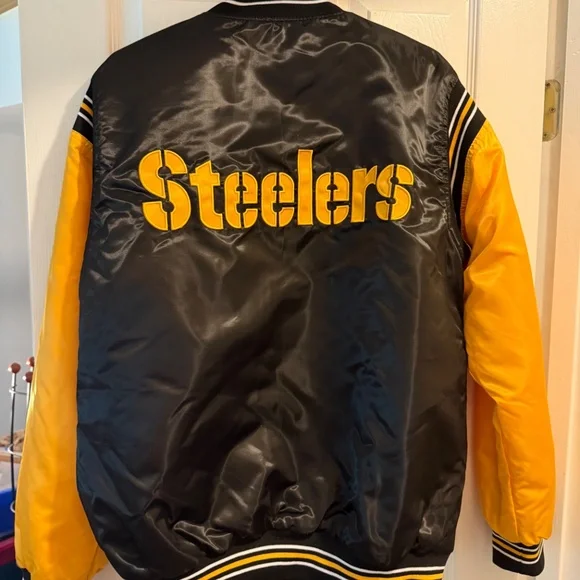 Pittsburgh Steelers Starter Enforcer Satin Varsity Full-Snap Jacket, Size: Large